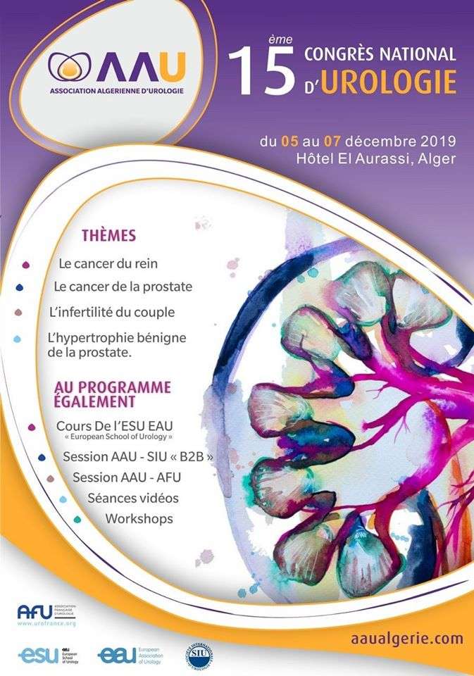 15ème Congrès National D urologie- 05 au 07 décembre 2019- Alger