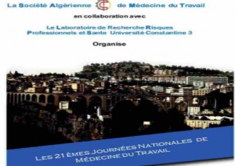 Les 21éme Journées Nationales De Médecine de Du Travail-les 6,7 et 8 Novembre 2019